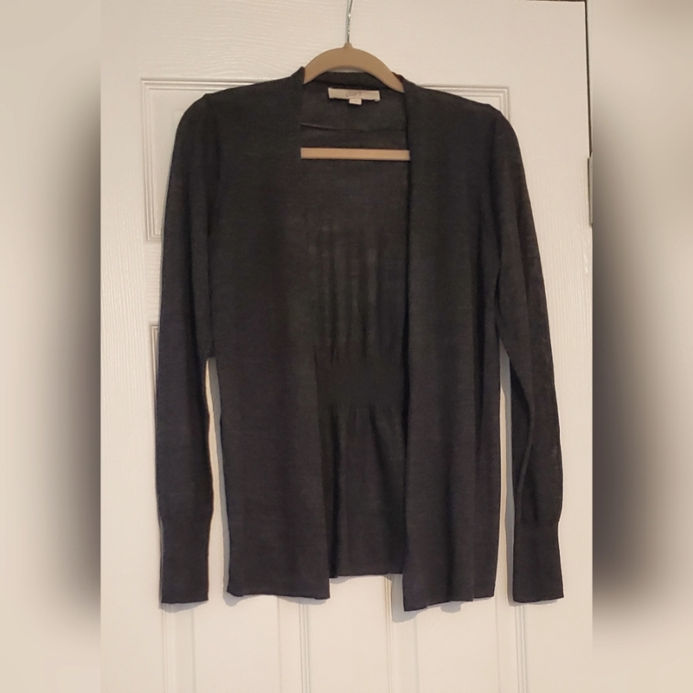 NWOT Ann Taylor LOFT Light Office Sweater, Heather Charcoal, Hip-length, Small